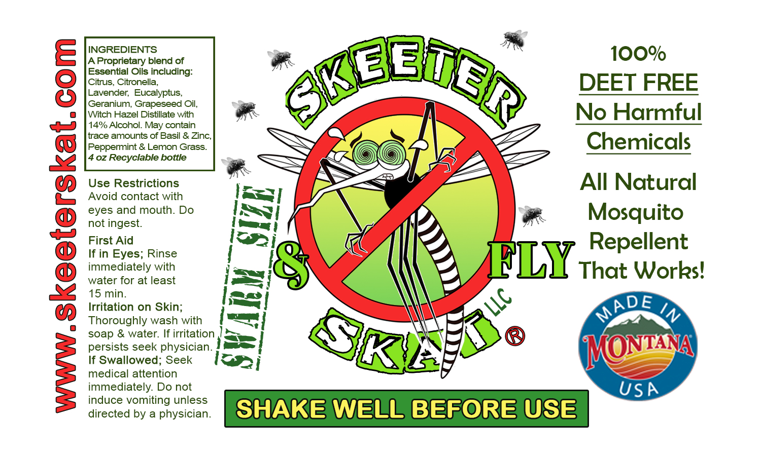 Skeeter & Biting Fly Skat All Natural Repellent SWARM size 8oz - Image 3