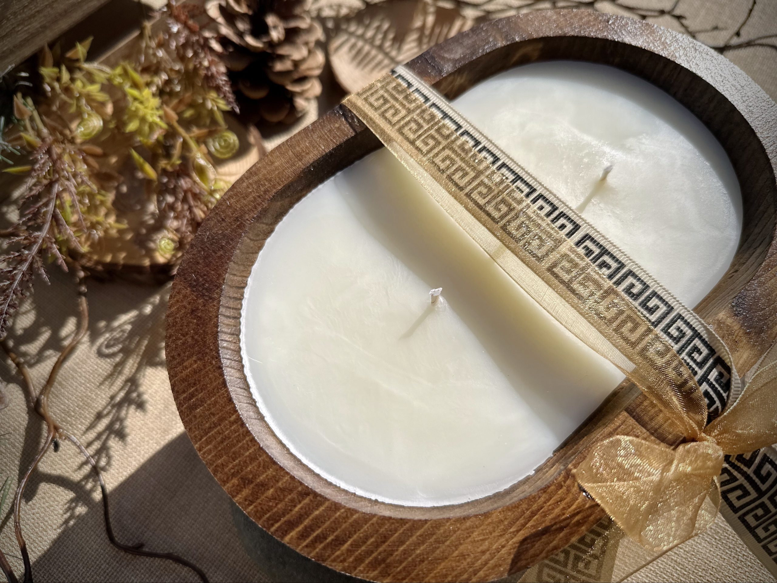 Mosquito Repelling Candles Dark Wood Bowl Lavender Pine - Image 5