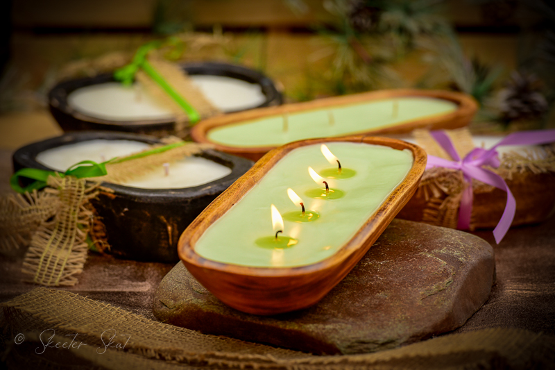 Mosquito Repelling Candles Wood Bowl Lavender Mint- SOLD! - Image 1