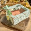 Mosquito Repelling Candles Ceramic Square Turquoise Embossed Bergamont/Lavender - Thumbnail Image 5