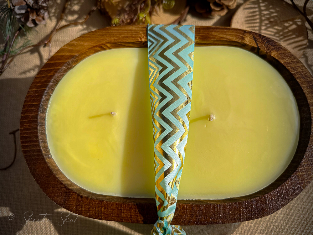 Mosquito Repelling Candles Dark Natural Wood Bowl Lemon Verbena - Image 4