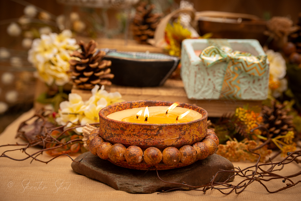 Mosquito Repelling Candles Beaded Brown Bergamont/Lavender - Image 1