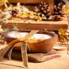 Mosquito Repelling Candles Dark Wood Bowl Lavender Pine - Thumbnail Image 4