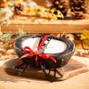 Mosquito Repelling Candles Black Rustic Black Wood Bowl Lemon Verbena/Thyme - Thumbnail Image 3
