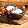 Mosquito Repelling Candles Black Rustic Black Wood Bowl Lemon Verbena/Thyme - Thumbnail Image 1