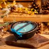 Mosquito Repelling Candles Rustic Black Wood Bowl Lavender/Pine - Thumbnail Image 2