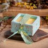 Mosquito Repelling Candles Ceramic Square Turquoise Embossed Bergamont/Ylang Ylang - Thumbnail Image 6