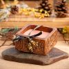 Mosquito Repelling Candles Ceramic Square Brown Embossed Bergamont/Lavender - Thumbnail Image 2