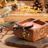 Mosquito Repelling Candles Ceramic Square Brown Embossed Bergamont/Lavender - Thumbnail Image 1
