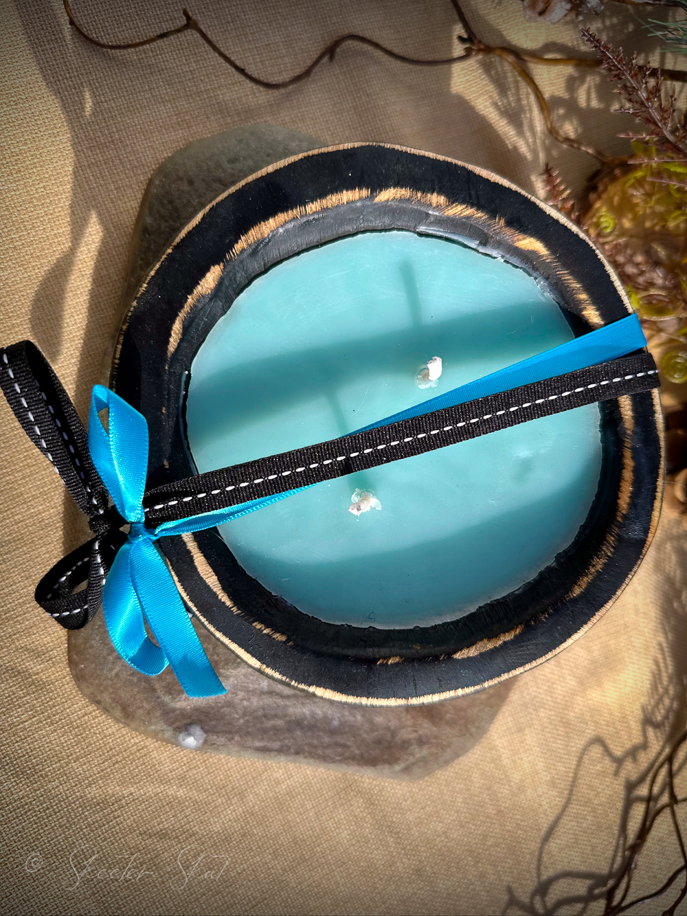 Mosquito Repelling Candles Rustic Black Wood Bowl Lavender/Pine - Image 6