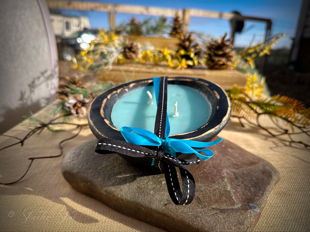Mosquito Repelling Candles Rustic Black Wood Bowl Lavender/Pine - Image 7